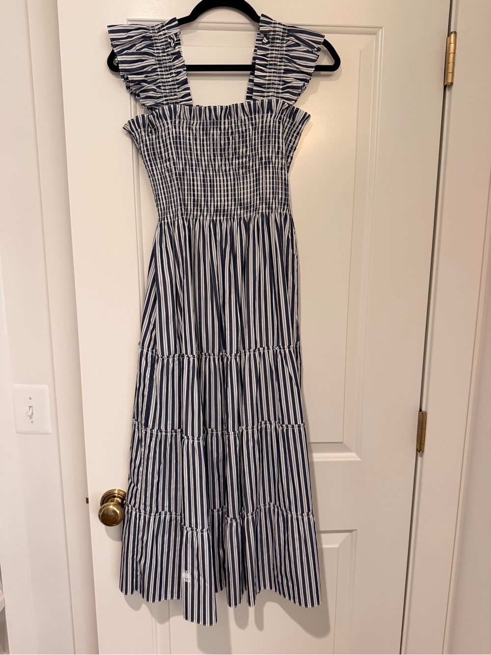 Hill House Navy & White Ellie Nap Dress Smocked